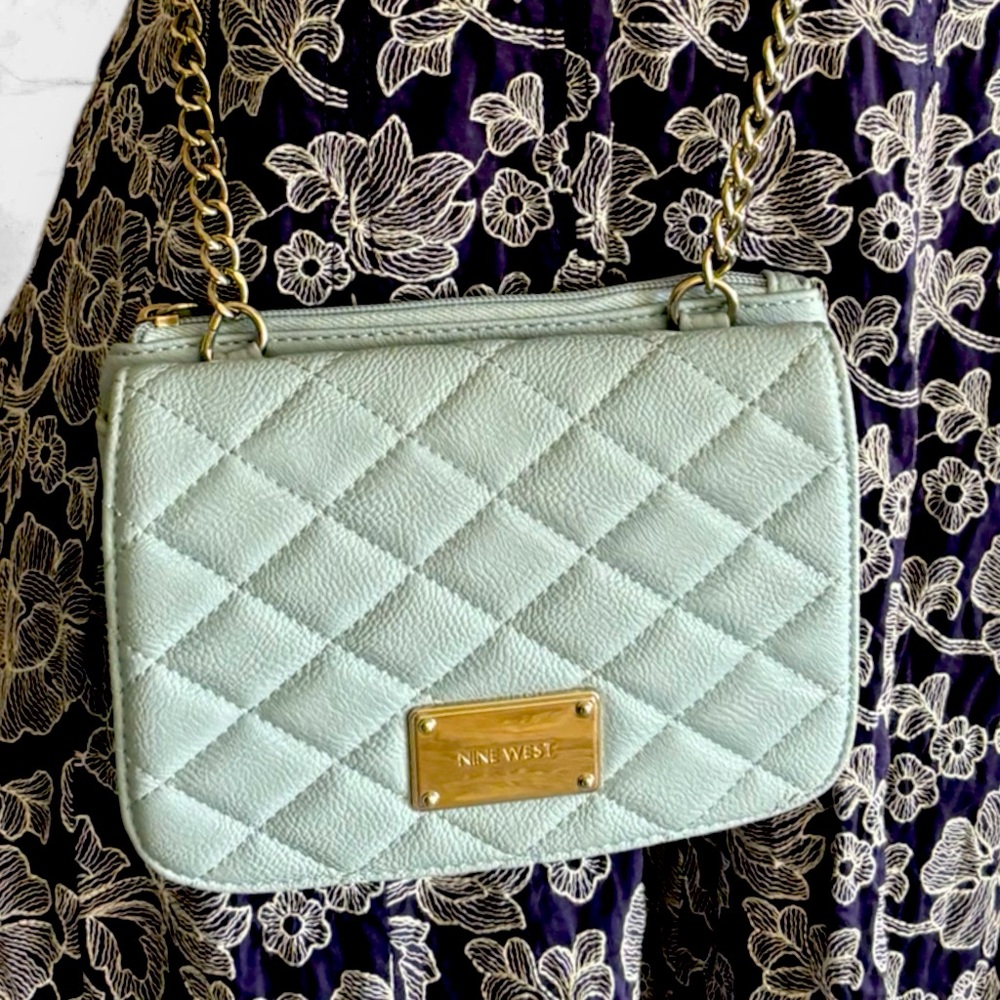 Baby Blue Nine West Cross body quilted Purse